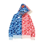 Pink-Blue BAPE ABC Separate Shark Full Zip Hoodie