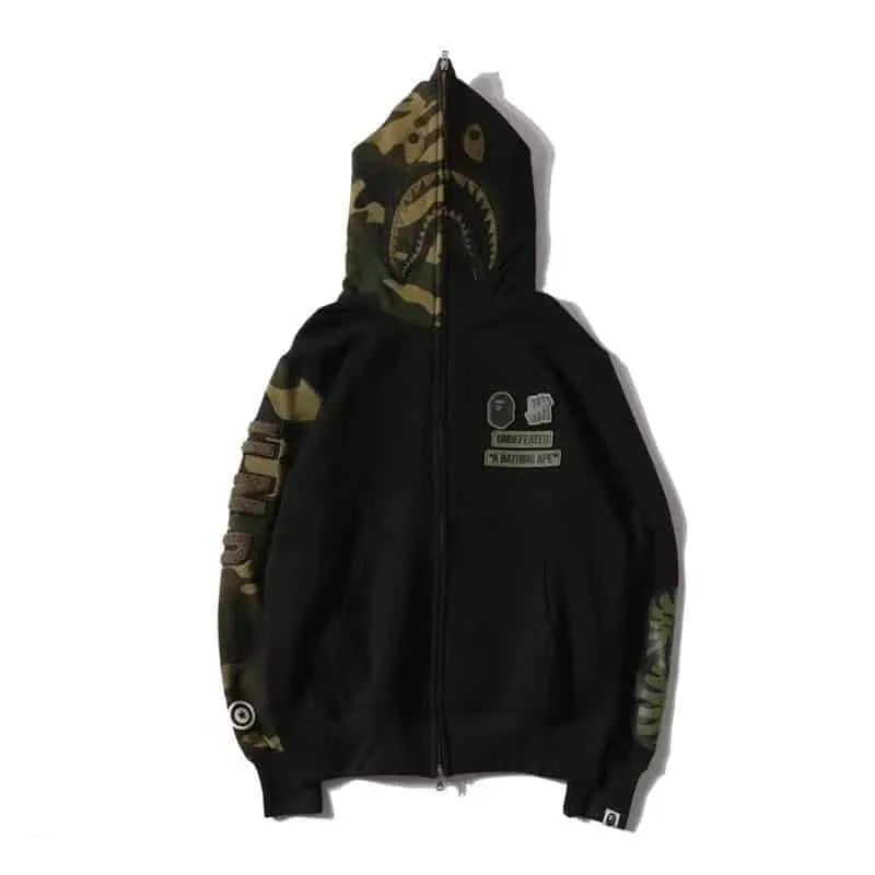 BAPE Shark Camouflage Sleeve Printing Thin Hooded Jacket BAPE Shark Camouflage Sleeve Printing Thin Hooded Jacket