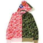 BAPE ABC Separate Shark Full Zip Hoodie – Pink-Green