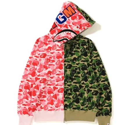 BAPE ABC Separate Shark Full Zip Hoodie – Pink-Green