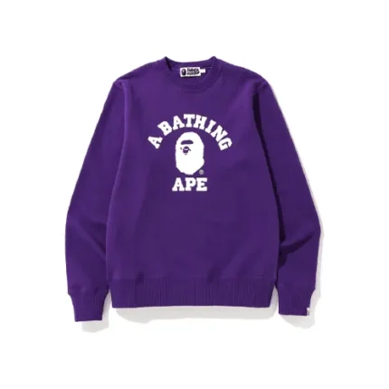 Purple BAPE College Crewneck