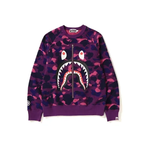 Purple BAPE Color Camo Metal Zip Shark Crewneck Purple BAPE Color Camo Metal Zip Shark Crewneck