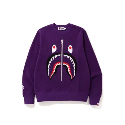 Purple BAPE Felt Shark Crewneck