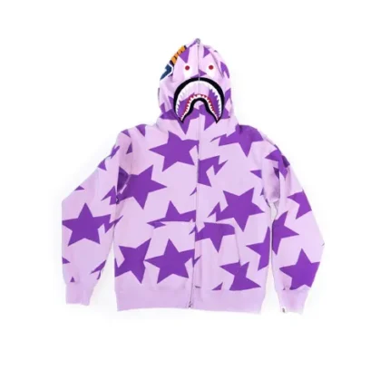 Purple BAPE Sta Shark Hoodie