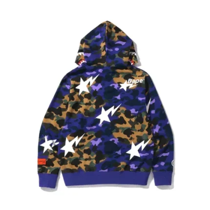Purple BAPE x Heron Preston Mix 1st Camo Shark Relaxed Fit Full Zip Hoodie