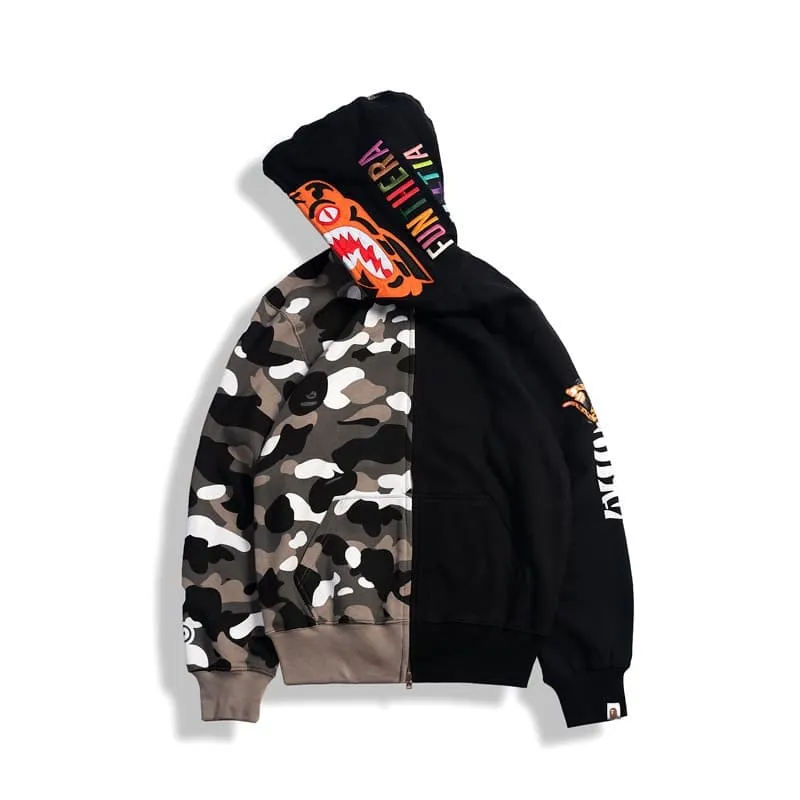 BAPE Shark Half Camouflage Black Hoodie BAPE Shark Half Camouflage Black Hoodie